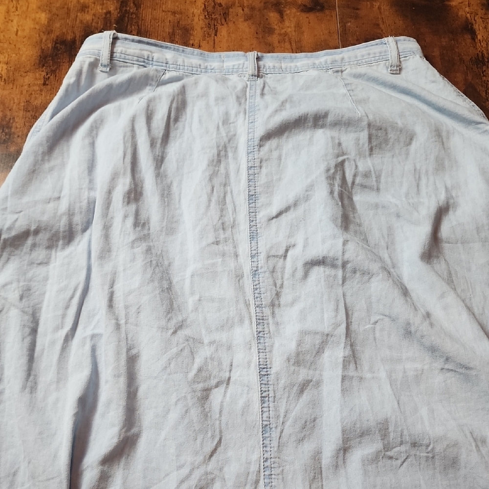 PISTOLA | Baez Light Wash Blue‎ Chambray Snap Front Long Maxi Skirt Pockets | M - Picture 7 of 10